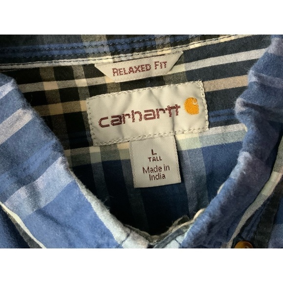 Carhartt Plaid Short Sleeve Button Down. Men’s Size Large. Blue. - Picture 4 of 6